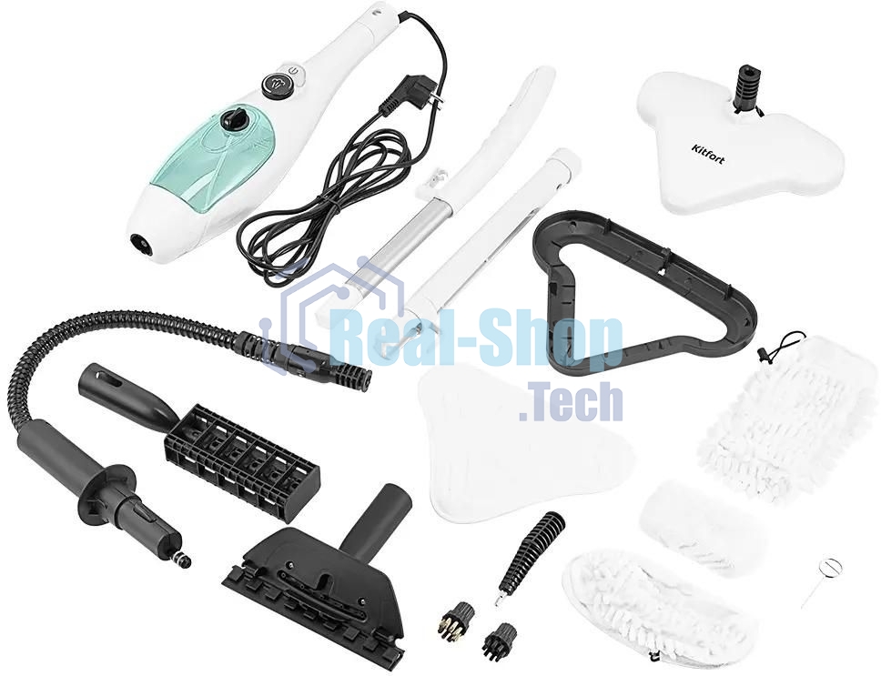Швабра паровая Kitfort КТ-3920 1300Вт белый/голубой