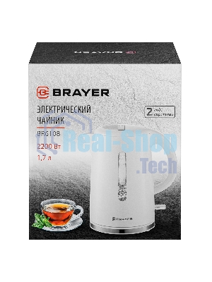 Чайник электрический BRAYER BR6108 1.7 л, 2200 Вт, белый