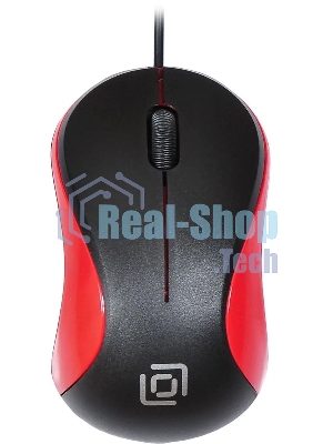 Мышь проводная Oklick 115S черный/красный, 1200 dpi, USB, кнопки - 3