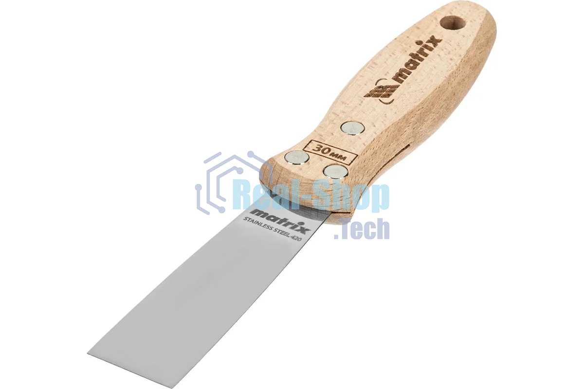 Шпательная лопатка Matrix из нержавеющей стали, 30 мм, буковая рукоятка, EFP 85608