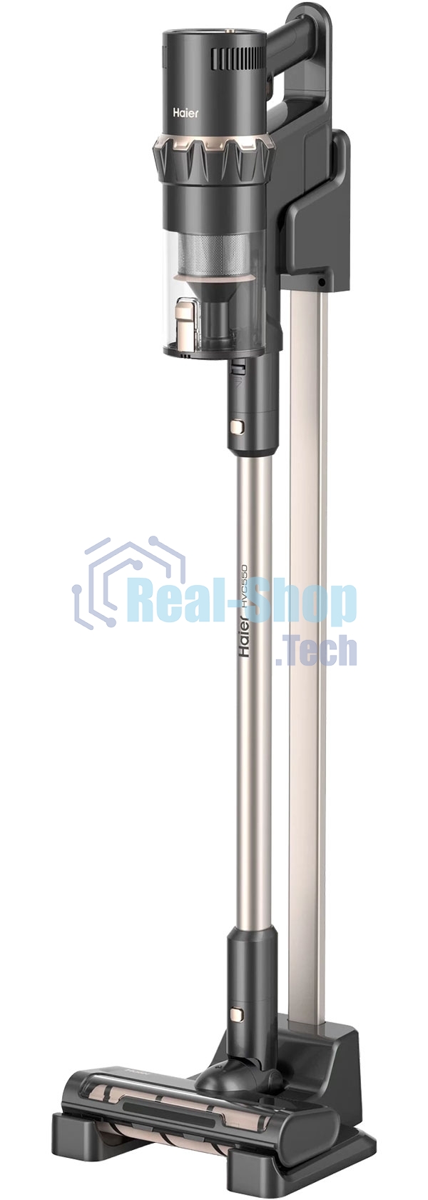 Пылесос вертикальный Haier HVC550 черный/золотистый, питание от аккумулятора, 550 Вт, уборка сухая, пылесборник 0.5 л