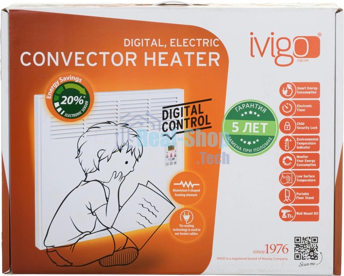 Конвектор ivigo ЕPK E EPK4550E05, 500Вт, с терморегулятором, белый