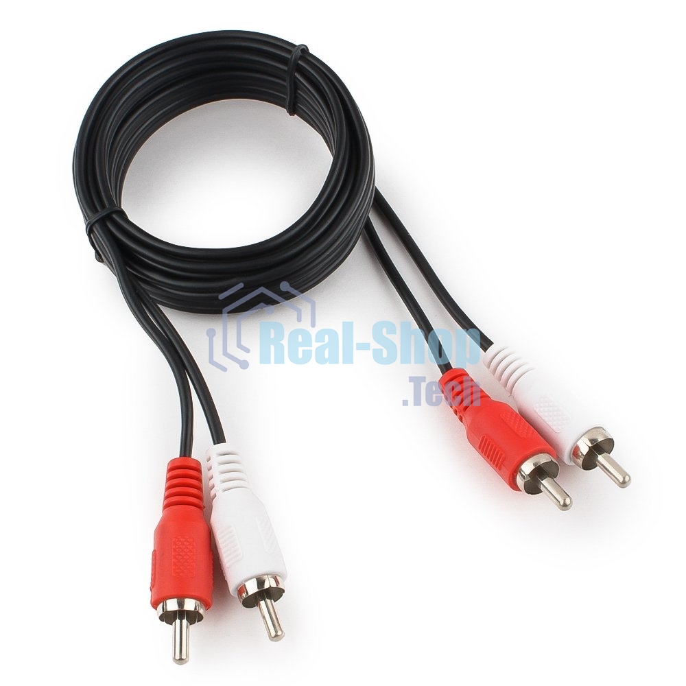 Кабель аудио Cablexpert CCA-2R2R-1.8M-N, 2xRCA/2xRCA, 1.8м, черный, пакет