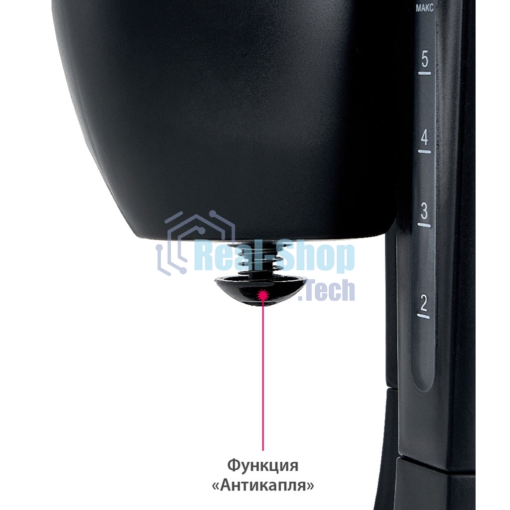 Кофеварка капельная Delta DL-8153 черный, исп. кофе - молотый, 0,6 л, 600 Вт