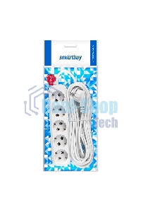 Удлинитель Smartbuy, 5 гнезд 10 метров 16А/3,5 кВт с заземлением ПВС 3х1,0 (SBE-16-5-10-Z)