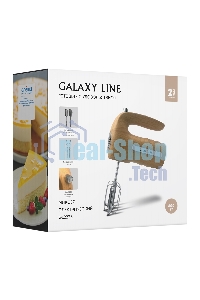 Миксер электрический Galaxy Line GL 2235, бежевый, ручной, 600 Вт, 5 скоростей, 2 насадки-венчика, 2 насадки для замешивания теста, быстрое извлечение насадок, защита от перегрева, книга рецептов