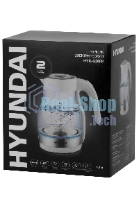 Чайник электрический Hyundai HYK-G3802 1.7л. 2200Вт белый/серебристый (корпус: стекло)