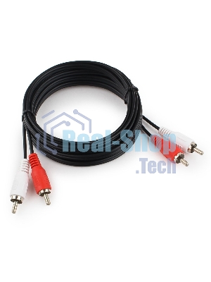 Кабель аудио Cablexpert CCA-2R2R-3M-N, 2xRCA/2xRCA, 3м, черный, пакет