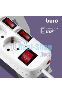 Сетевой фильтр Buro 500SH-3-SW-W 3 м (5 розеток) белый (коробка)