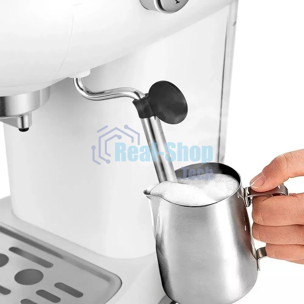 Кофеварка рожковая Kitfort КТ-7219 белый, исп. кофе - молотый, 1.2 л, 1100 Вт, 15 бар