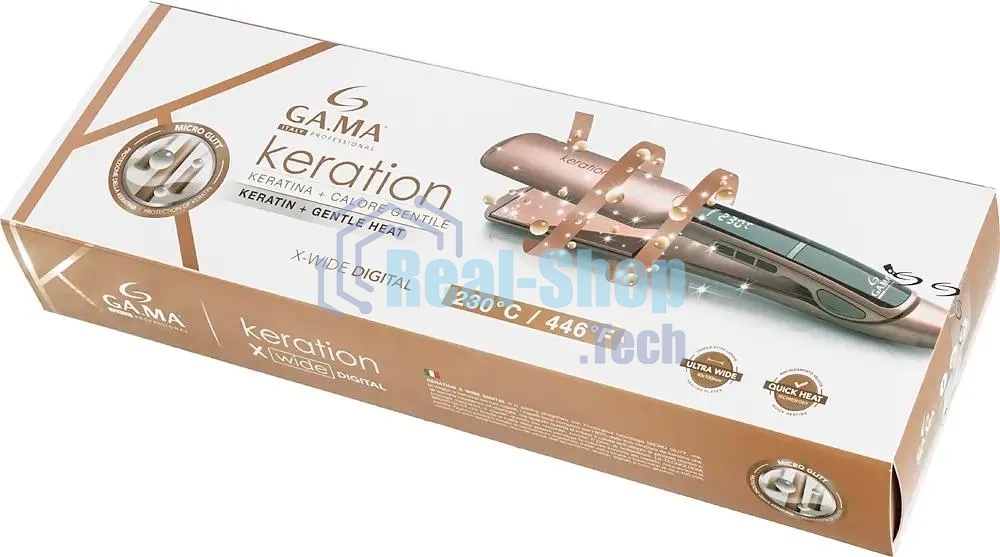 Выпрямитель для волос GA.MA X-Wide Digital Keration GI3032 59 Вт, 230 °С, золотистый
