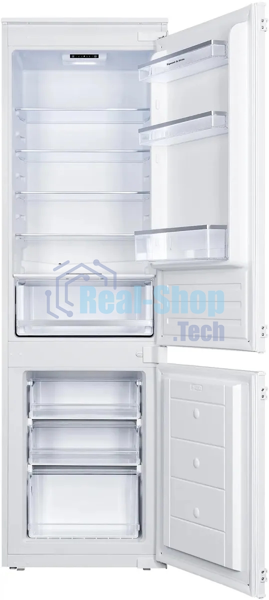 Встраиваемый холодильник Zigmund & Shtain BR 18 X белый двухкамерный 195/75 л морозилка снизу, размораживание ручное