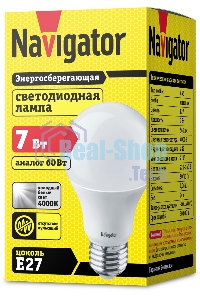 Лампа светодиодная Navigator NLL-A55-7-230-4K-E27 7 Вт грушевидная 4000К белый E27 560 лм 170-260В