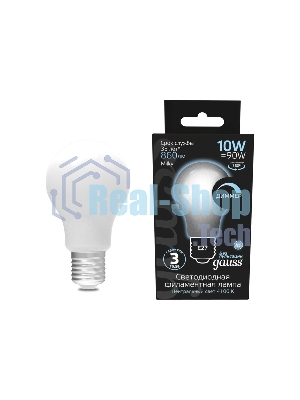 Лампа светодиодная Gauss Filament A60 E27 10Вт 4100К OPAL диммир