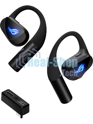 Гарнитура ASUS ROG Cetra Open Wireless Gaming Earbuds чёрный, беспроводная, радиоканал, до 16 ч, подсветка, совместимость с PS5