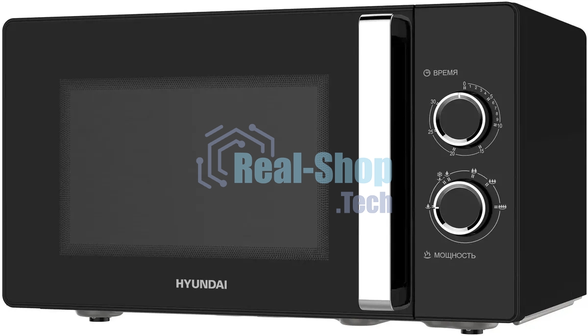 Микроволновая печь Hyundai HYM-M2012 черный/хром, 23 л, 800 Вт, переключатели - поворотный механизм