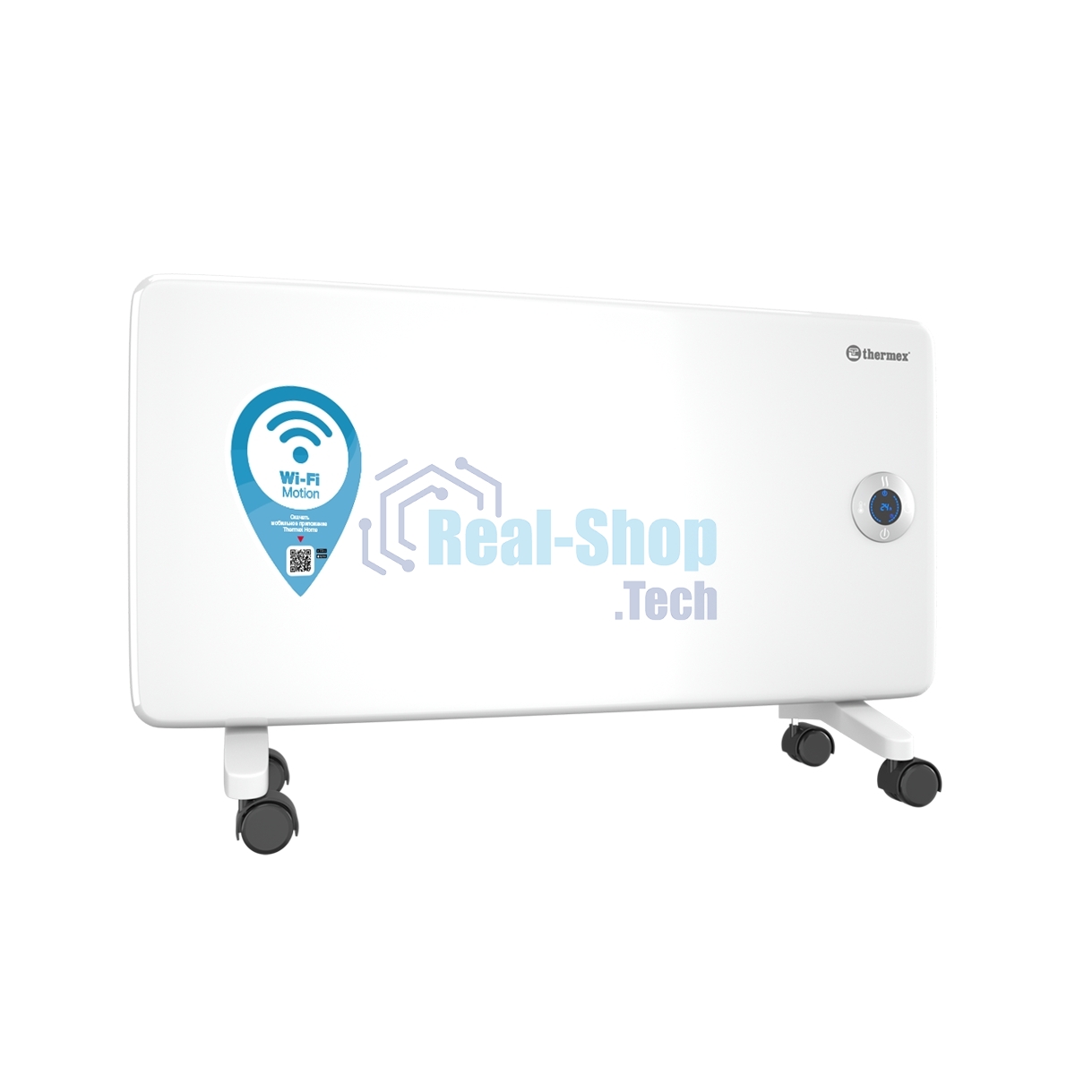 Конвектор Thermex Frame 1500E белый, 1500 Вт, 20 м2, термостат, дисплей, WiFi