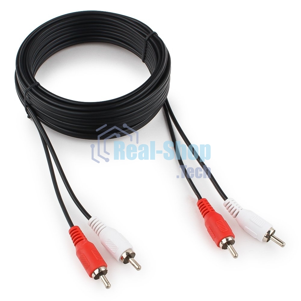Кабель аудио Cablexpert CCA-2R2R-5M-N, 2xRCA/2xRCA, 5м, черный, пакет