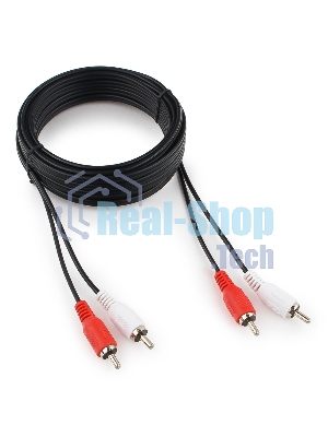 Кабель аудио Cablexpert CCA-2R2R-5M-N, 2xRCA/2xRCA, 5м, черный, пакет