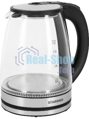 Чайник электрический Starwind SKG2114 1.8 л, 1800 Вт, черный/прозрачный корпус: стекло