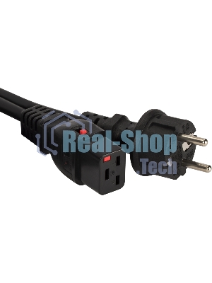 Шнур питания Lanmaster LAN-PP19L/SH-5.0-BK C19-Schuko проводник.:3x1.5мм2 5м 220В 16А черный