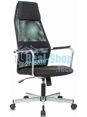 Кресло компьютерное Бюрократ KB-5M TW-01 3C11 черный, сетка/ткань, с подголов. крестовина металл хром