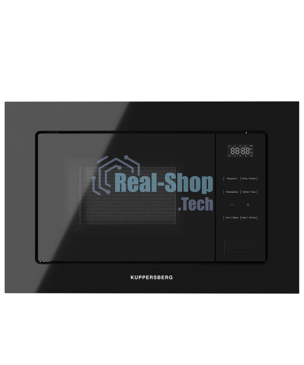 Микроволновая печь встраиваемая Kuppersberg, High-Tech, 20 л, гриль, 5 уровней мощности, 8 автоматических программ, многофункциональный таймер, размораживание, сенсорное управление, блокировка от детей, поворотный стол, черный