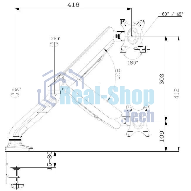 Кронштейн для мониторов ЖК Buro M1 черный 15
