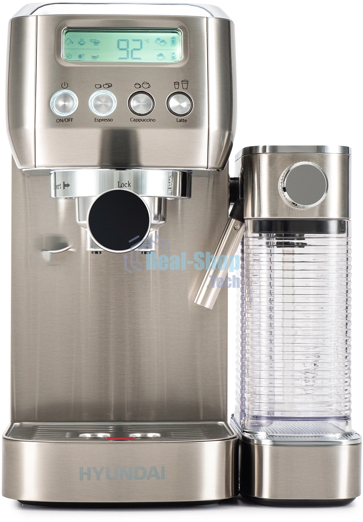 Кофеварка рожковая Hyundai HEM-9999 серебристый, исп. кофе - молотый, 1.3 л, 1350 Вт, 20 бар