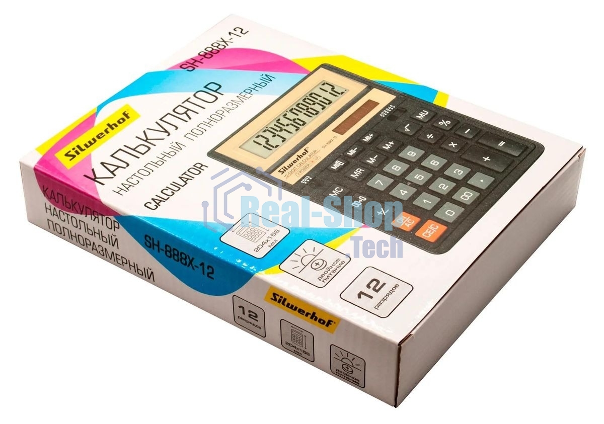 Калькулятор настольный Silwerhof SH-888X-12 черный 12-разр.