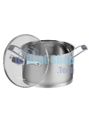 Кастрюля Maunfeld Madison MF20MS01CR из нержавеющей стали со стеклянной крышкой, 16см, 1,9л.