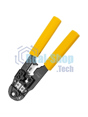 Обжимные клещи Deli DL381008 RJ45 Размер: 205мм. Спецификация обжима: 8P. Холоднокатаный стальной лист с черной отделкой, ручка из ПВХ. Лезвие SK5. Инструмент для зачистки проводов, кусачки и обжимной инструмент 3-в-1.