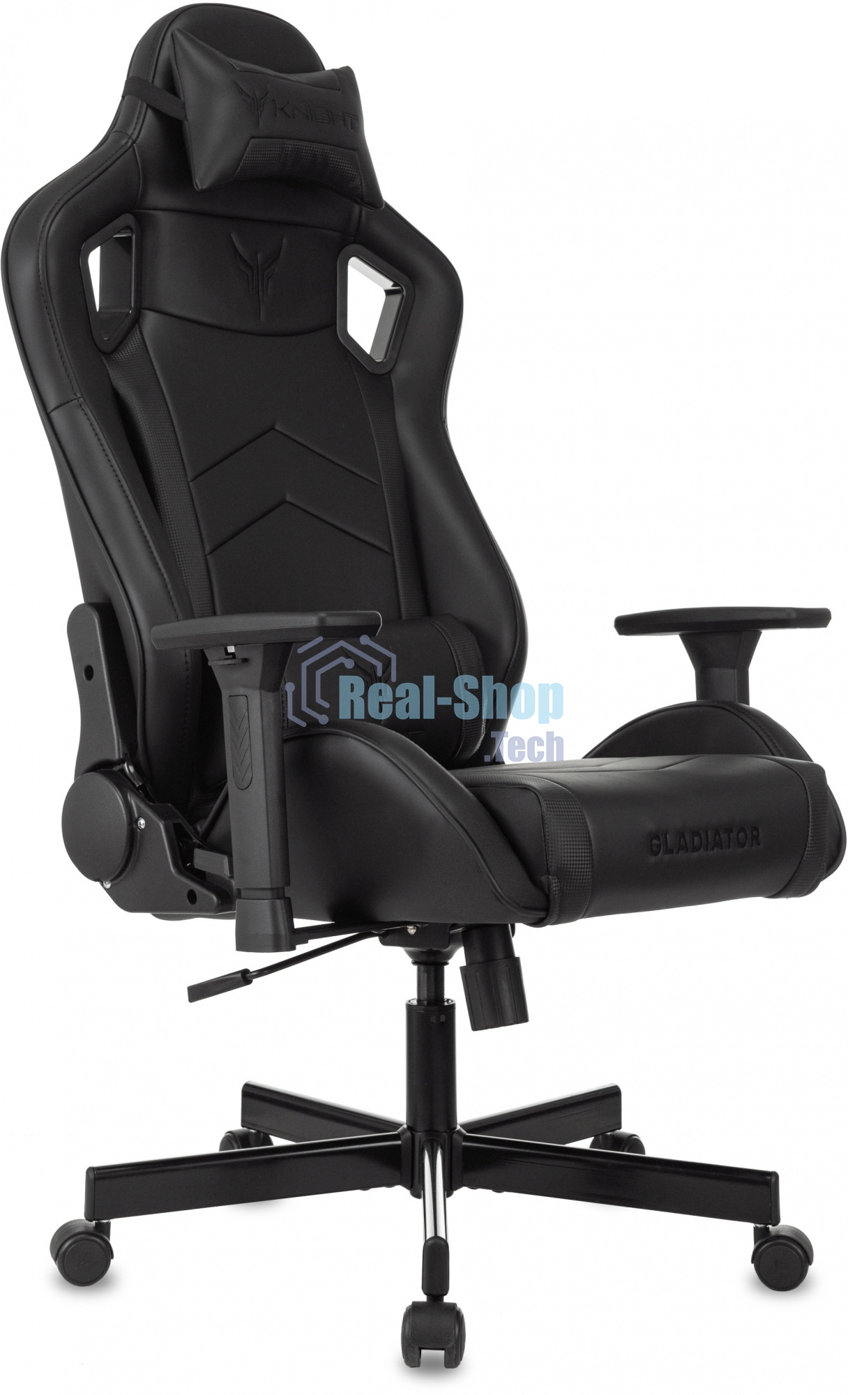 Кресло Knight Gladiator черный, экокожа, 120 кг, механизм качания