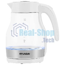 Чайник электрический Hyundai HYK-G3802 1.7л. 2200Вт белый/серебристый (корпус: стекло)