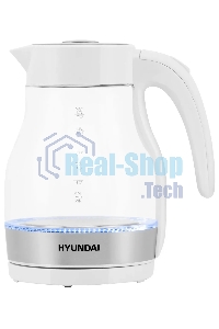 Чайник электрический Hyundai HYK-G3802 1.7л. 2200Вт белый/серебристый (корпус: стекло)