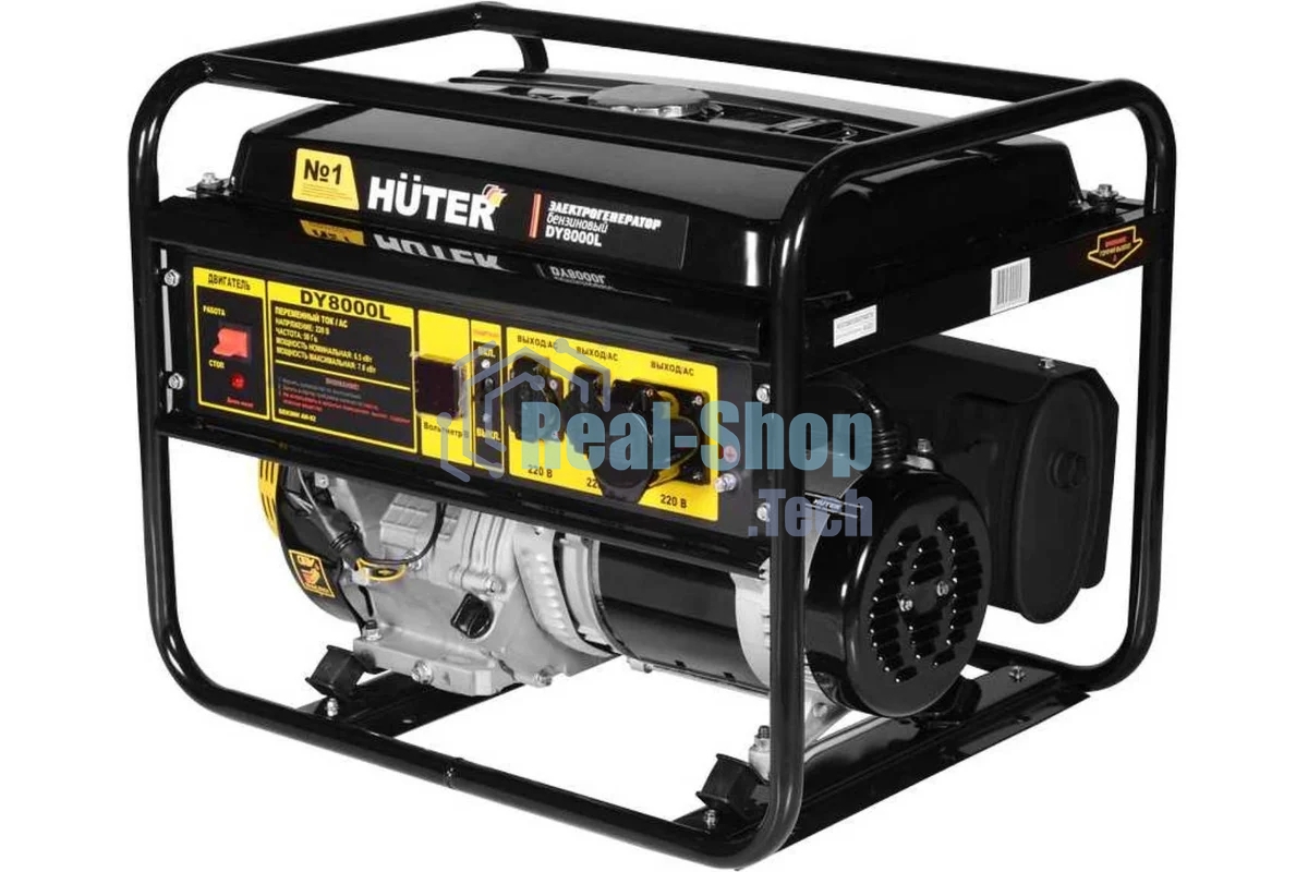 Электрогенератор бензиновый Huter DY8000L, 6.5 кВт, 91 дБ, 69.8 кг