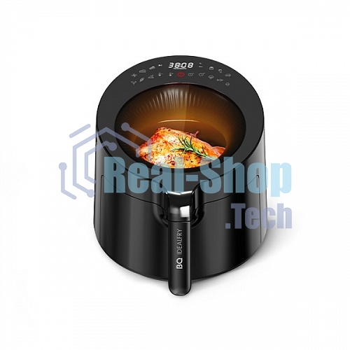 Аэрогриль BQ GR2008 черный, 1500 Вт/Объем 5л/4 в 1 Гриль, жарка, выпечка, запекание/Технология 3D Air Flow, готовьте до 20% быстрее/Кварцевый нагревательный элемент быстро достигает нужной температуры, минимально расходуя электроэнергию/Скрытый вентилятор