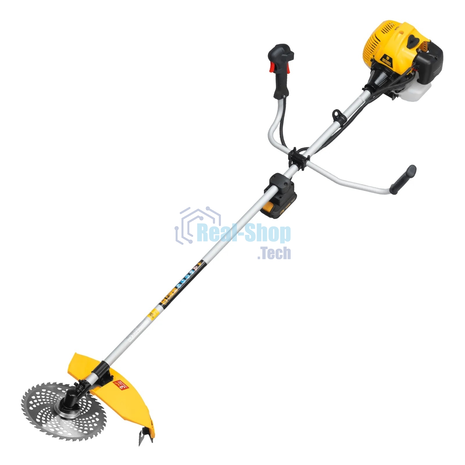 Триммер бензиновый Denzel DT-43E, 43 см3, неразъемная штанга, электростартер, состоит из 2 частей