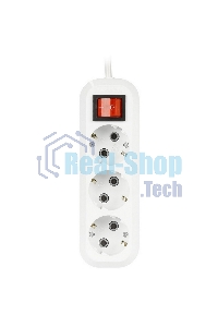 Удлинитель Smartbuy (SBE-16-3-1.5-ZS) 3 гнз х 1,5 м (16А/3.5 кВт, ПВС 3х1.0)