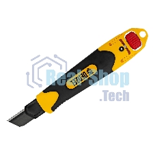 Нож Denzel 18 мм, сменное лезвие, SK4, корпус из ABS + TPR, торцевой зажим