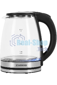 Чайник электрический Starwind SKG2114 1.8 л, 1800 Вт, черный/прозрачный корпус: стекло