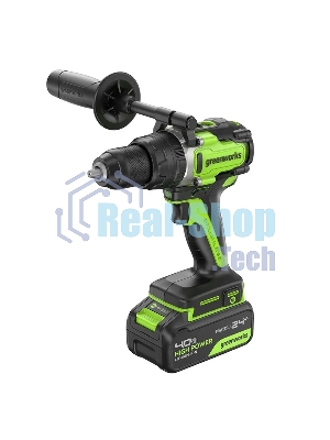 Дрель-шуруповерт аккумуляторная Greenworks GD24DD140 24V, 70/140Нм,Anti-kickback,2х4Ач,ЗУ,кор 3707607CUD