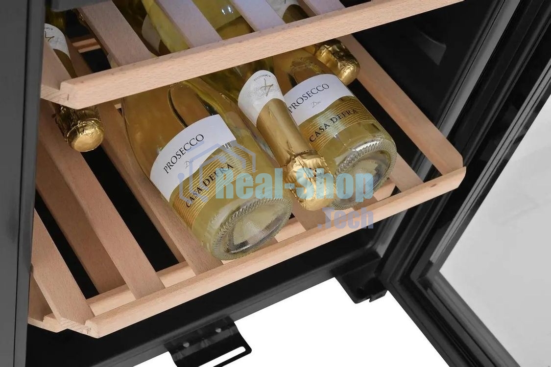 Винный шкаф ZÜGEL ZCWF521DB черный, 127 л, 2 отсека, 52 бут., класс A+