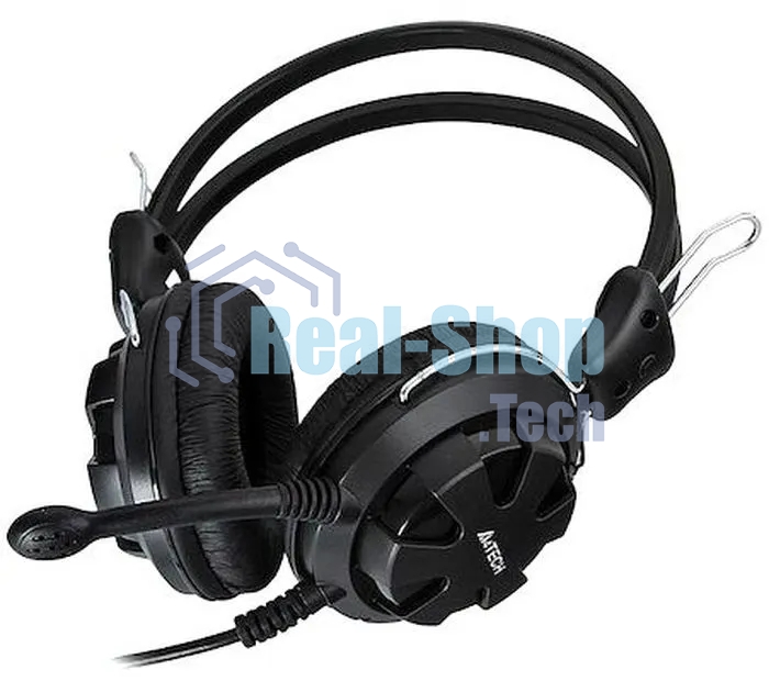 Гарнитура проводная с микрофоном A4Tech HS-28 черный 1.8м мониторы оголовье черный