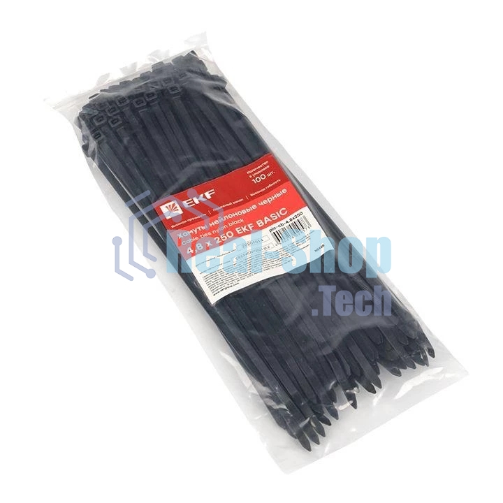 Хомут кабельный 4.8х250 нейл. черный (уп. 100 шт) EKF plc-cb-4.8x250