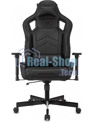Кресло Knight Gladiator черный, экокожа, 120 кг, механизм качания