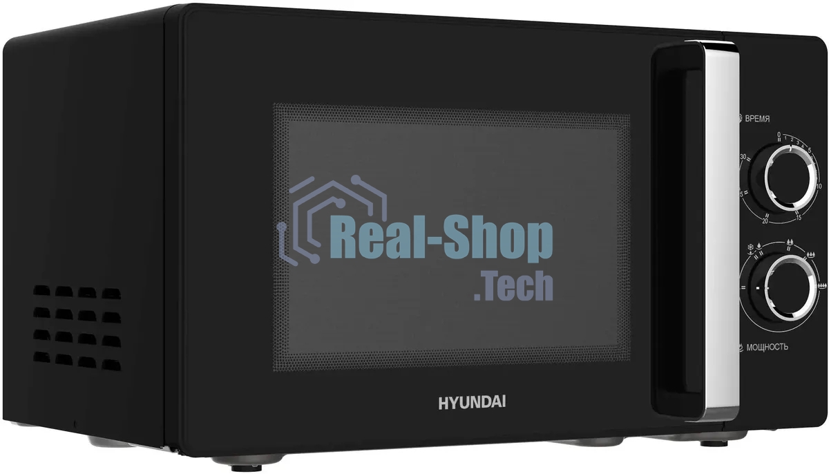 Микроволновая печь Hyundai HYM-M2012 черный/хром, 23 л, 800 Вт, переключатели - поворотный механизм