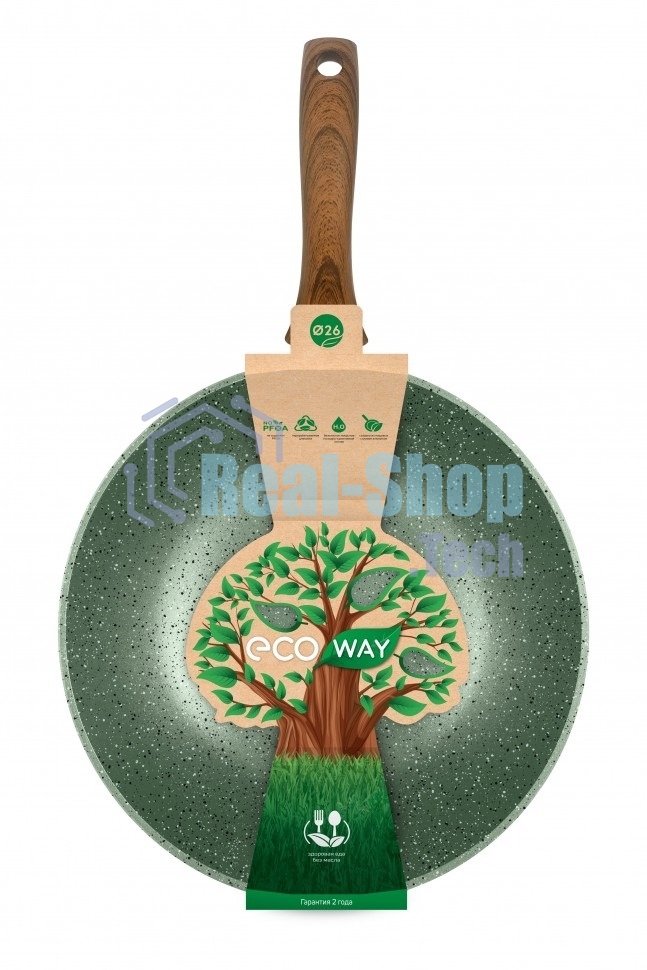 Сковорода вок 26 НЕВА МЕТАЛЛ ПОСУДА EW3126 ECO WAY н/р