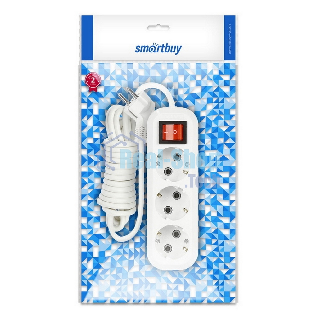 Удлинитель Smartbuy (SBE-16-3-1.5-ZS) 3 гнз х 1,5 м (16А/3.5 кВт, ПВС 3х1.0)