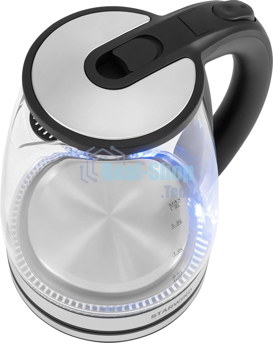 Чайник электрический Starwind SKG2114 1.8 л, 1800 Вт, черный/прозрачный корпус: стекло
